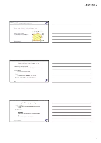 14/09/2016  Department of Large Animal Sciences  Linear programming head points and case  Katarina