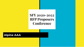 SFY 2020-2022  RFP Proposers  Conference  Alpine AAA  Overview  Covered Today    Services