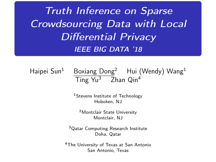 truth inference on sparse crowdsourcing data with local
