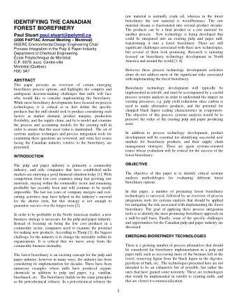 IDENTIFYING THE CANADIAN  material stream is fractionated into several product streams.  FOREST