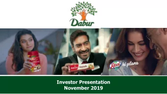 Investor Presentation  November 2019  Agenda  International  Dabur - Overview  Annexure  Business