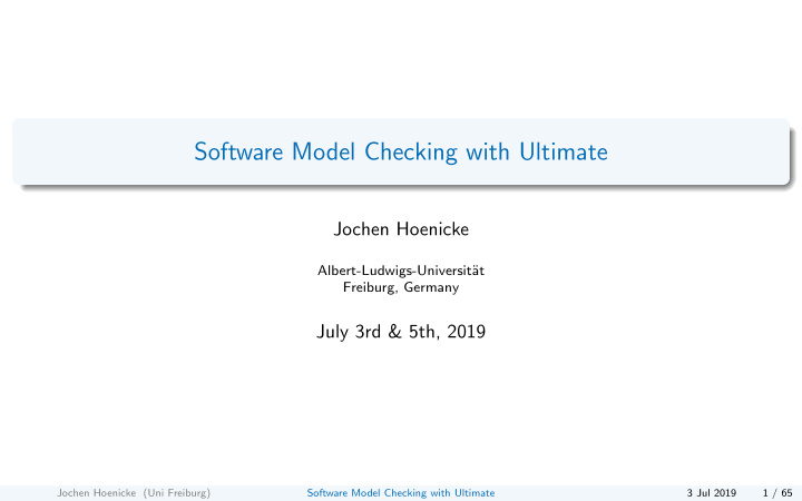software model checking with ultimate
