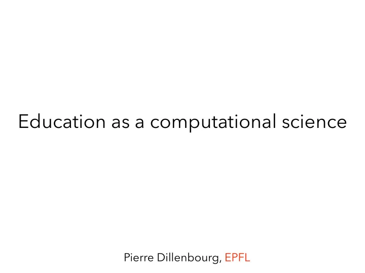 education as a computational science