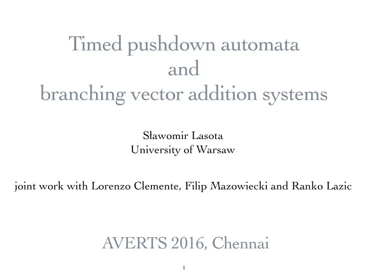 timed pushdown automata and branching vector addition