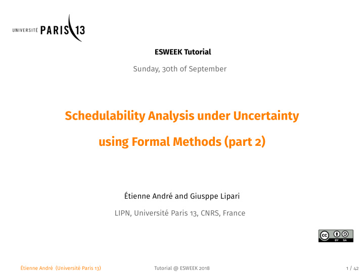 schedulability analysis under uncertainty using formal