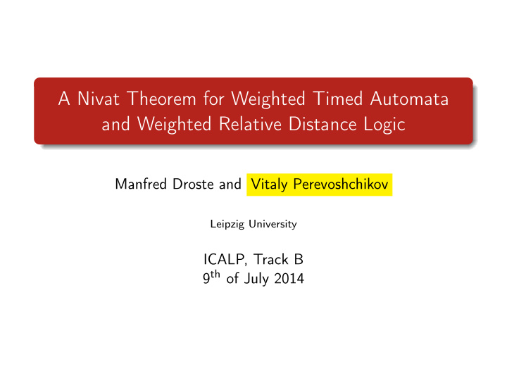a nivat theorem for weighted timed automata and weighted