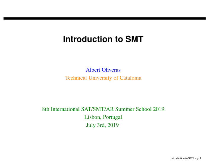 introduction to smt