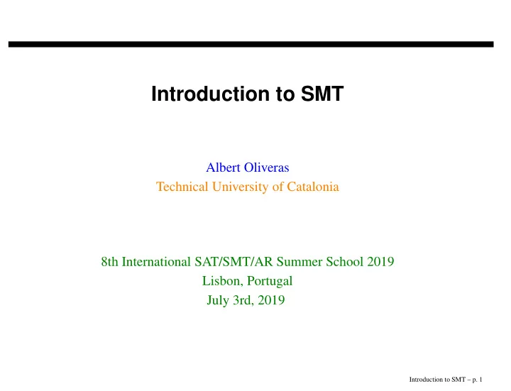 introduction to smt