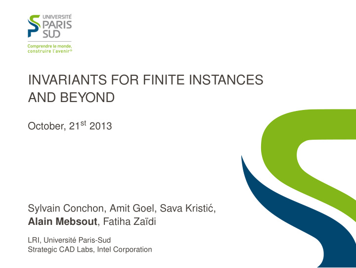 invariants for finite instances and beyond