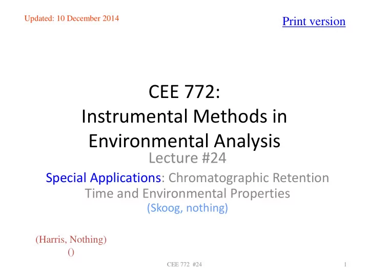 cee 772 instrumental methods in environmental analysis