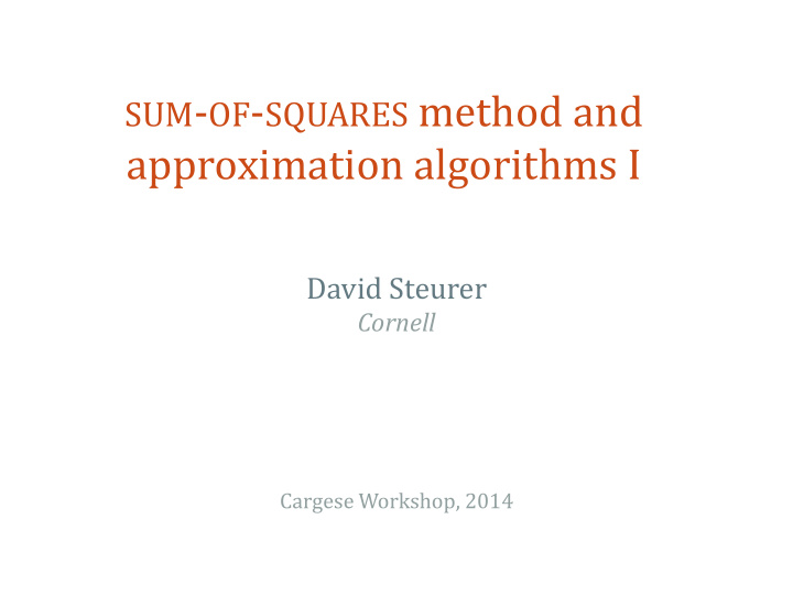 approximation algorithms i