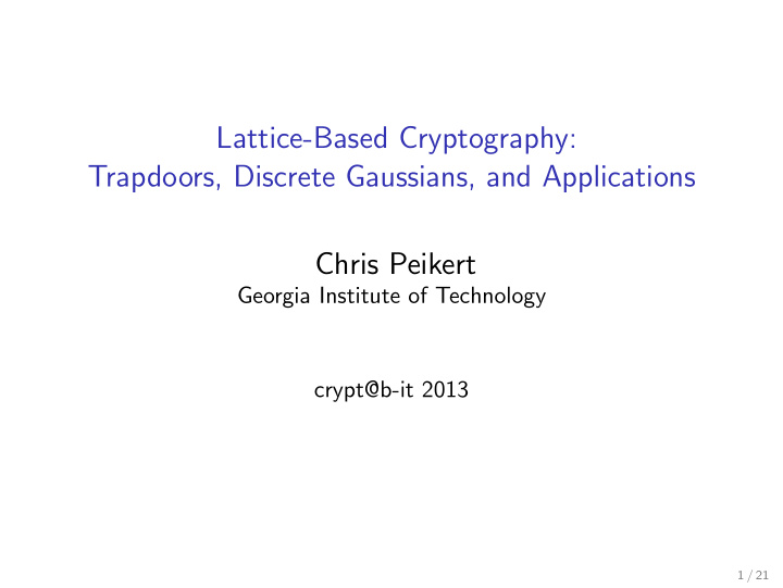 lattice based cryptography trapdoors discrete gaussians