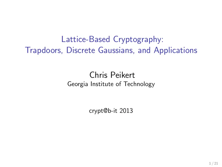 lattice based cryptography trapdoors discrete gaussians