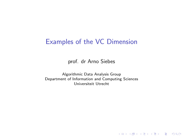 examples of the vc dimension