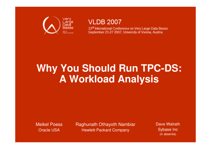 why you should run tpc ds a workload analysis