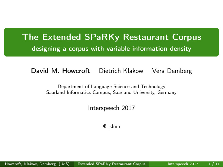 the extended sparky restaurant corpus