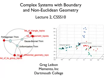 Complex Systems with Boundary  and Non-Euclidean Geometry  Lecture 2, CSSS10  Greg Leibon  Memento,