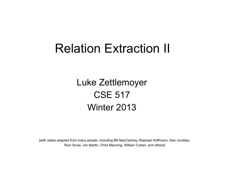 relation extraction ii