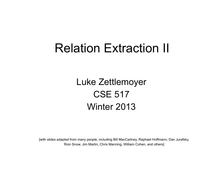 relation extraction ii