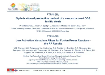 FTP/4-5Ra  Optimisation of production method of a nanostructured ODS  ferritic steels P.