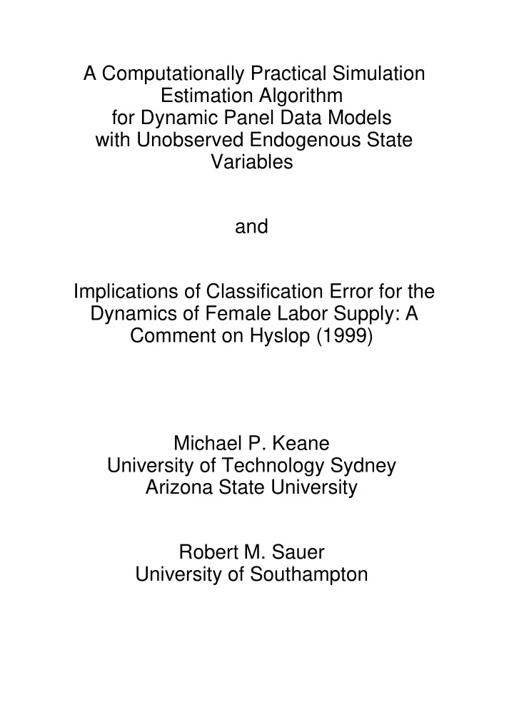 a computationally practical simulation estimation