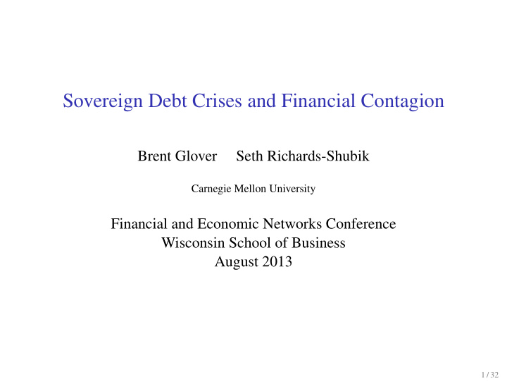 sovereign debt crises and financial contagion