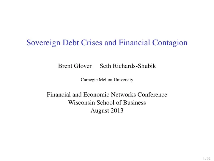 sovereign debt crises and financial contagion