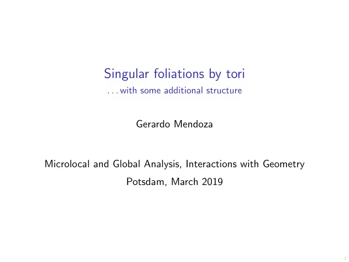 singular foliations by tori