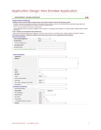 Application Design: New Enrollee Application  ADAP/MEDCAP/AIAP  - OCTOBER 20, 2016  3