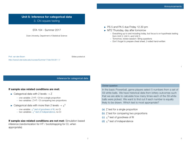 unit 5 inference for categorical data 3 chi square testing