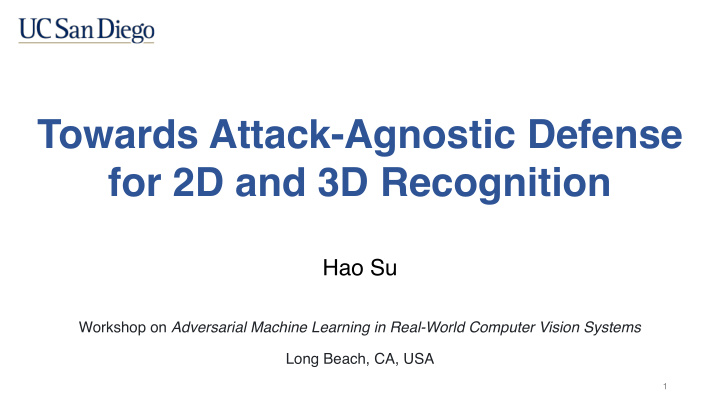 towards attack agnostic defense for 2d and 3d recognition