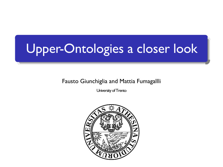 upper ontologies a closer look