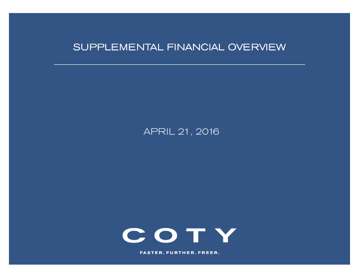 supplemental financial overview supplemental financial