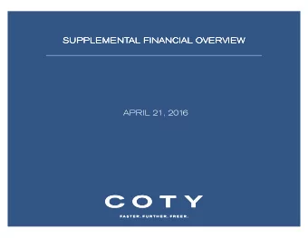 SUPPLEMENTAL FINANCIAL OVERVIEW  SUPPLEMENTAL FINANCIAL OVERVIEW  SUPPLEMENTAL FINANCIAL OVERVIEW