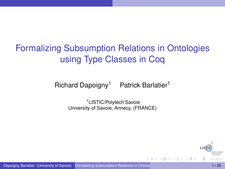 formalizing subsumption relations in ontologies using