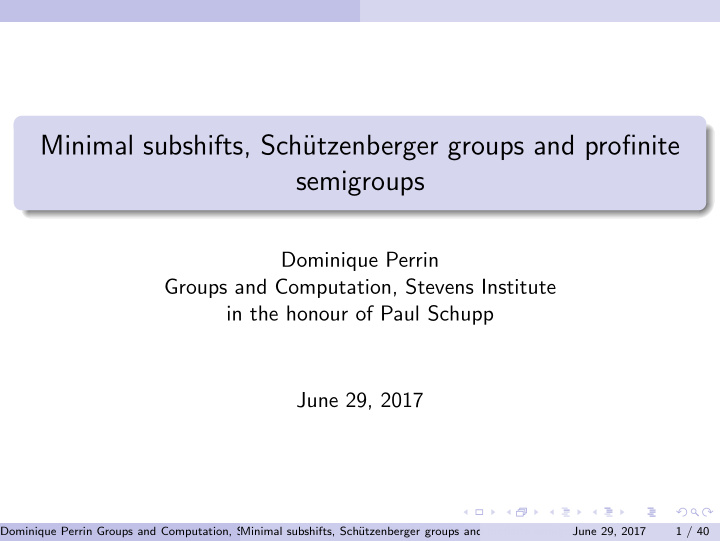 minimal subshifts sch utzenberger groups and profinite