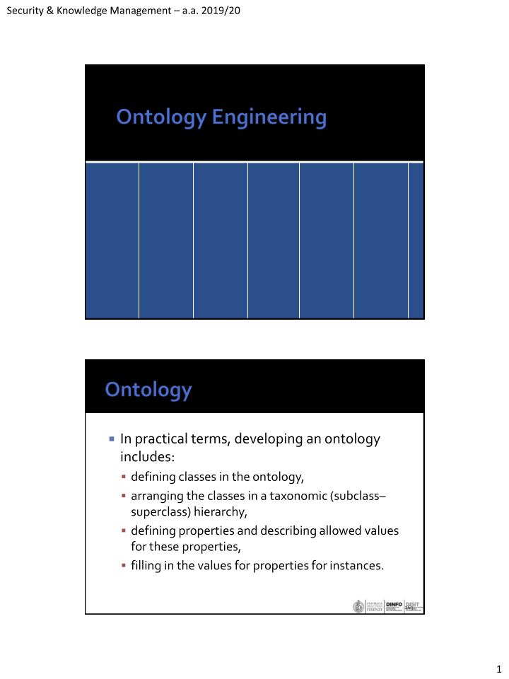 in practical terms developing an ontology includes
