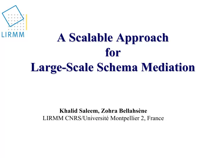 a scalable scalable approach approach a for for large