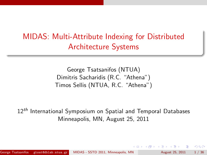 midas multi attribute indexing for distributed