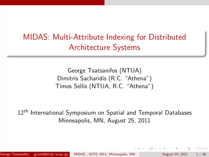 midas multi attribute indexing for distributed