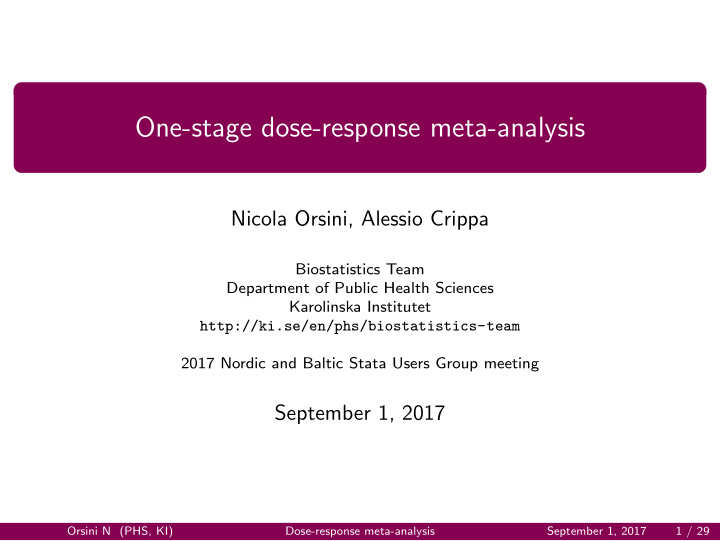 one stage dose response meta analysis