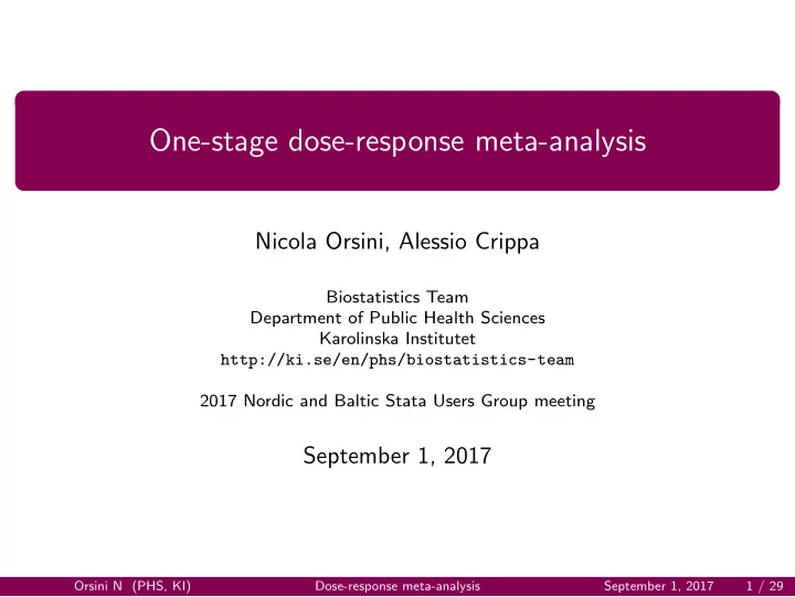one stage dose response meta analysis