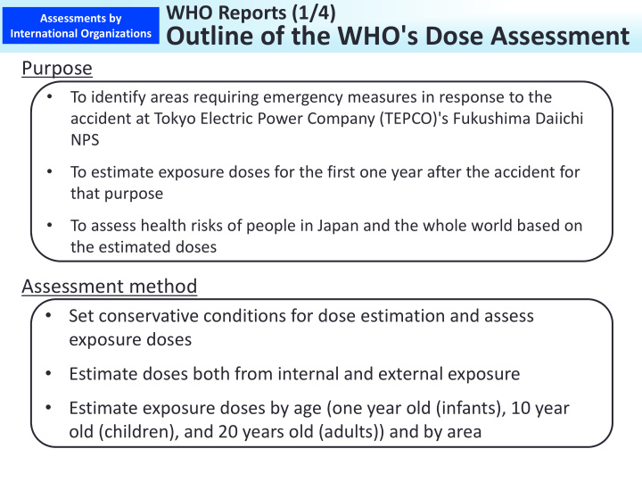 outline of the who s dose assessment