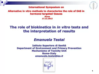 Emanuela Testai  Istituto Superiore di Sanit  Department of Environment and Primary Prevention