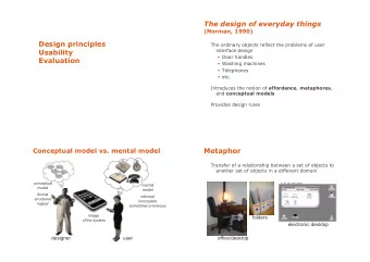 The design of everyday things (Norman, 1990)  Design principles  The ordinary objects reflect the
