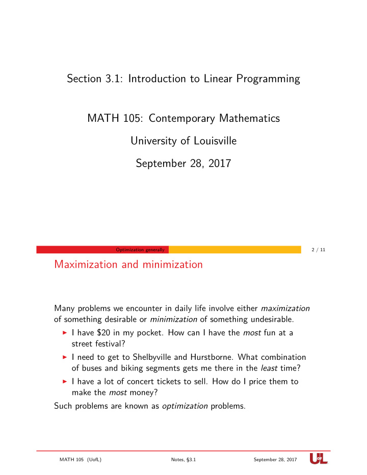 section 3 1 introduction to linear programming math 105