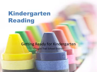 Kindergarten  Reading  Getting Ready for Kindergarten  Oregon Trail School District  Read, Read