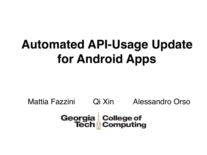automated api usage update for android apps
