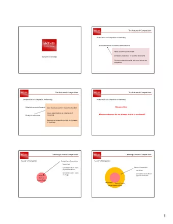 1  Defining A Firms Competition  Defining A Firms Competition  MKT 455  MKT 455  Marketing