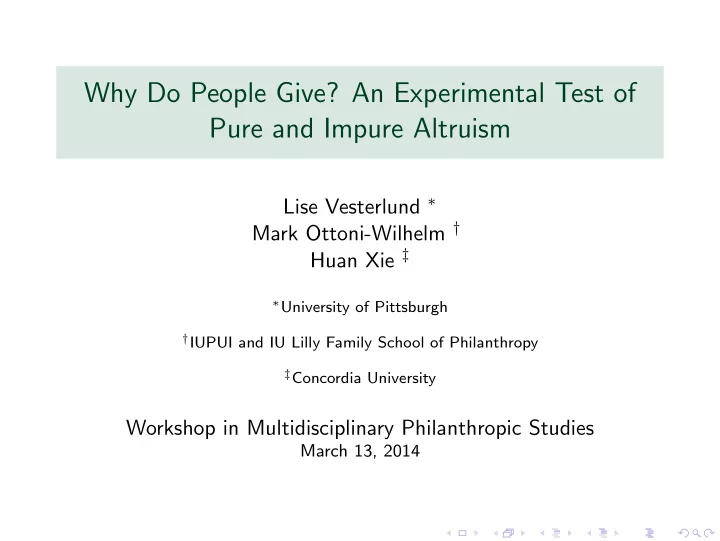 why do people give an experimental test of pure and